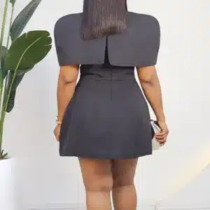 DETACHABLE CAPE A-LINE SHORT DRESS 970 - Image 7