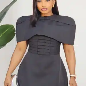 DETACHABLE CAPE A-LINE SHORT DRESS 970 - Image 3