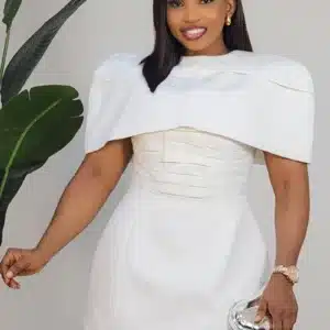 DETACHABLE CAPE A-LINE SHORT DRESS 970 - Image 4