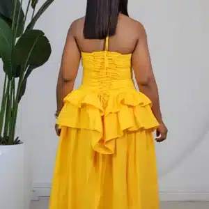 DOUBLE LAYERS PEPLUM BEAD SPAG SKATER DRESS 6189 - Image 8