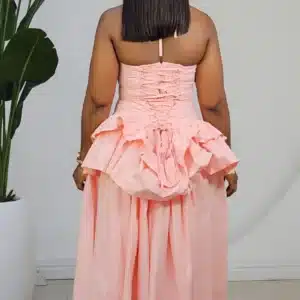 DOUBLE LAYERS PEPLUM BEAD SPAG SKATER DRESS 6189 - Image 7