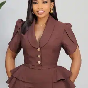 DOUBLE SIDE PEPLUM MIDI DRESS L905 - Image 4