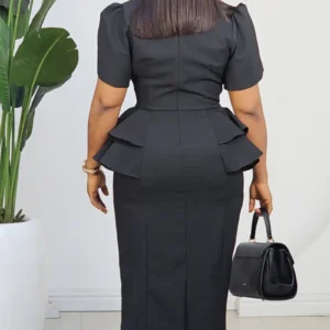 DOUBLE SIDE PEPLUM MIDI DRESS L905 - Image 5