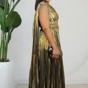 DRAPE MONO STRIPE PLEAT DRESS 3598 - Image 2