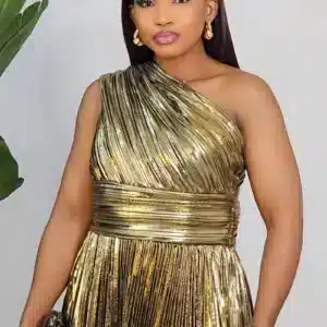 DRAPE MONO STRIPE PLEAT DRESS 3598 - Image 3