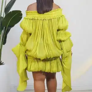 EXAGGERATED DRAPE SLEEVE BUBBLE HEM DRESS 936 - Image 4