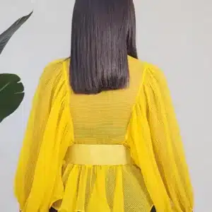 EXAGGERATED SLEEVE BELTED PEPLUM TOP 9676 - Image 5