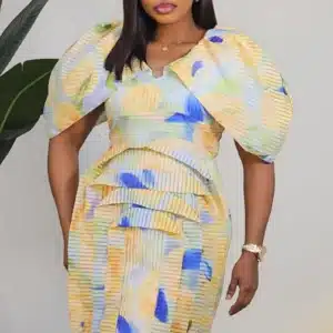 FLORAL FRONT DETAILED CAPE SHORT DRESS 9212 - Image 3