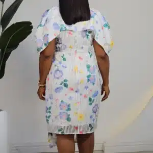 FLORAL FRONT DETAILED CAPE SHORT DRESS 9212 - Image 6