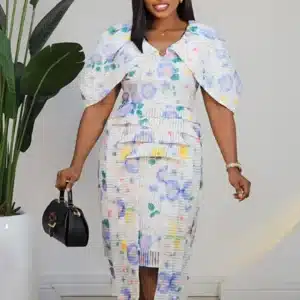 FLORAL FRONT DETAILED CAPE SHORT DRESS 9212 - Image 2