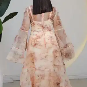 FLORAL ORGANZA LONG SLEEVE ANKLE DRESS 2076 - Image 3
