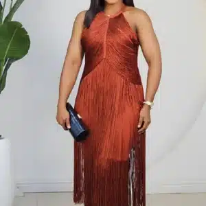 FRINGE BANDAGE HALTER NECK DRESS 2103A - Image 7