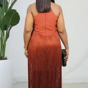 FRINGE BANDAGE HALTER NECK DRESS 2103A - Image 5