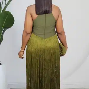 FRINGE BANDAGE HALTER NECK DRESS 2103A - Image 6