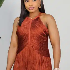 FRINGE BANDAGE HALTER NECK DRESS 2103A - Image 3