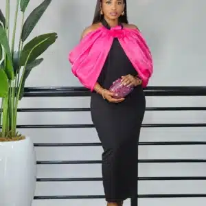 HALTER NECK CAPE DRESS - Image 3