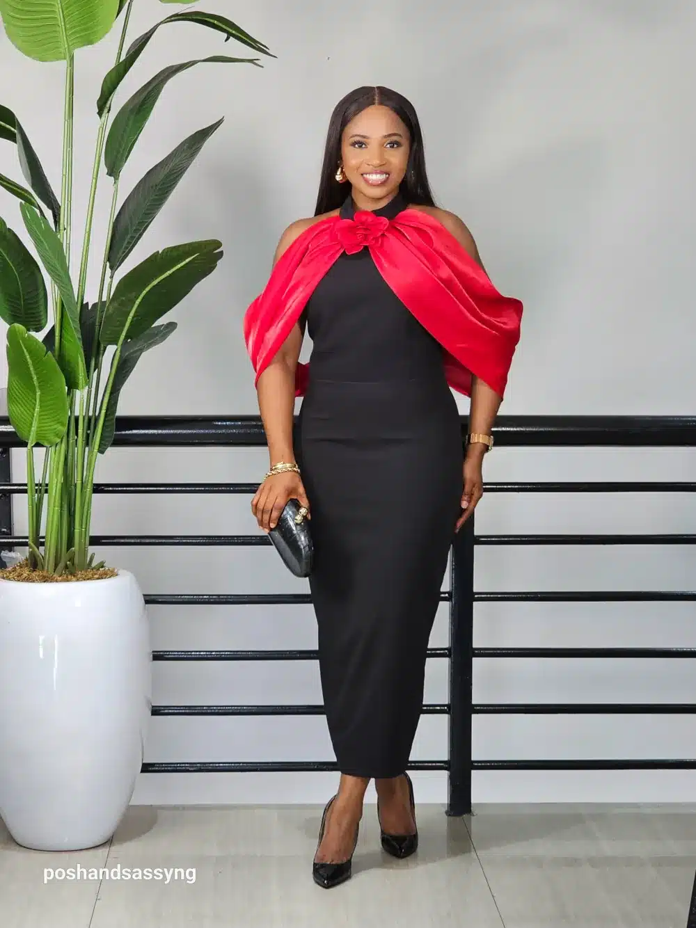 HALTER NECK CAPE DRESS