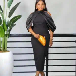 HALTER NECK CAPE DRESS - Image 2