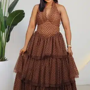 HALTER NECK POLKA DOT LAYERS DRESS 001 - Image 2