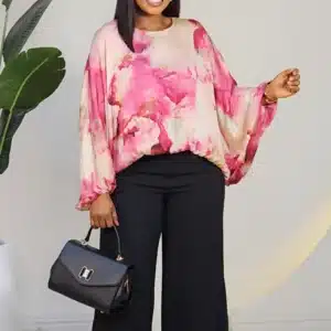 KIMONO SLEEVE ELASTIC WAIST SPLASH TOP 8820 - Image 3