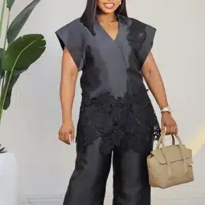 LACE HEM TOP & PANT SET 2503 - Image 2
