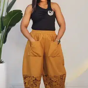 LACE INSERTED HEM CULOTTOES PANT 32362