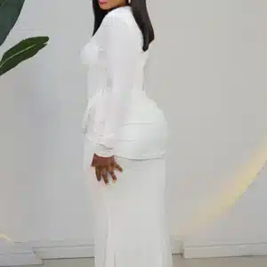 LONG SLEEVE RUCH WAIST BROOCH EVENING DRESS 2639 - Image 10