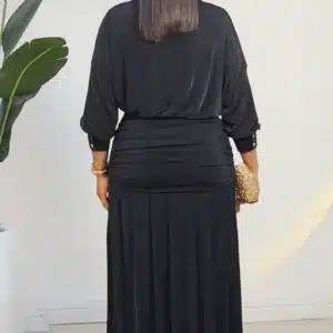 LONG SLEEVE RUCH WAIST COLLAR EVENING DRESS 2703A - Image 7