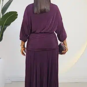 LONG SLEEVE RUCH WAIST COLLAR EVENING DRESS 2703A - Image 6