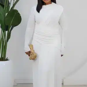 LONG SLEEVE RUCH WAIST & SHOULDER DRESS 6063