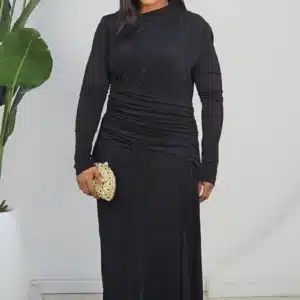 LONG SLEEVE RUCH WAIST & SHOULDER DRESS 6063 - Image 3