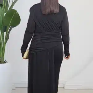 LONG SLEEVE RUCH WAIST & SHOULDER DRESS 6063 - Image 9