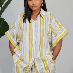 MULTI STRIPE SHIRT & SHORT SET 6016 - Image 3