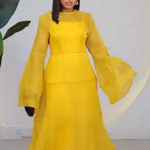 ORGANZA LONG SLEEVE ANKLE DRESS 2076 - Image 3