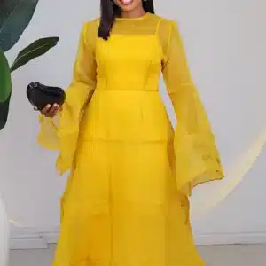 ORGANZA LONG SLEEVE ANKLE DRESS 2076
