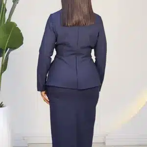 OVERLAP COLLAR FALSE POCKET PEPLUM MIDI DRESS 25304 - Image 3