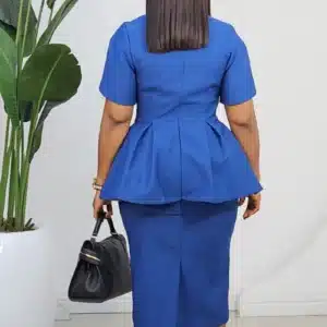 OVERLAP SLEEVE CASEMENT PEPLUM MIDI DRESS 25395 - Image 3