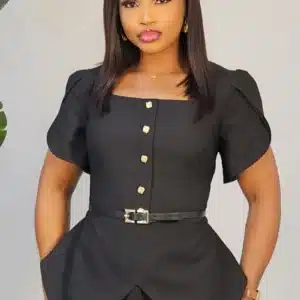 OVERLAP SLEEVE PEPLUM DRESS L893 - Image 2