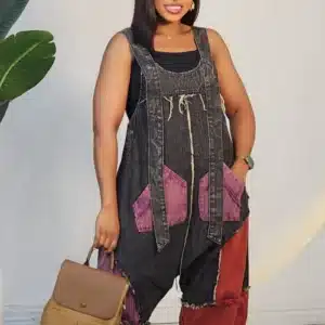 PATCH DENIM DUNGAREE ROMPER 1387 - Image 2