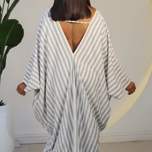 PATCH STRIPE V-NECK ABAYA DRESS 2972 - Image 8