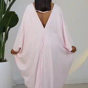 PATCH STRIPE V-NECK ABAYA DRESS 2972 - Image 7