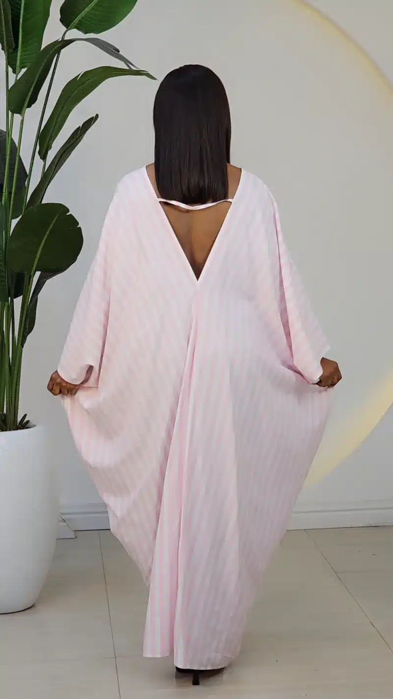 PATCH STRIPE V-NECK ABAYA DRESS 2972 - Image 7