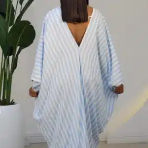 PATCH STRIPE V-NECK ABAYA DRESS 2972 - Image 9