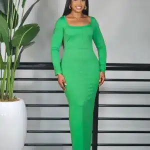 PLAIN ROUND NECK BODYCON DRESS 8620