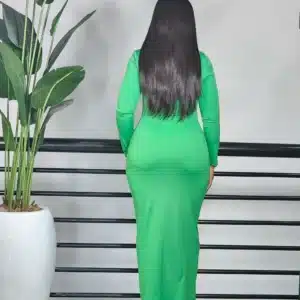 PLAIN ROUND NECK BODYCON DRESS 8620 - Image 5