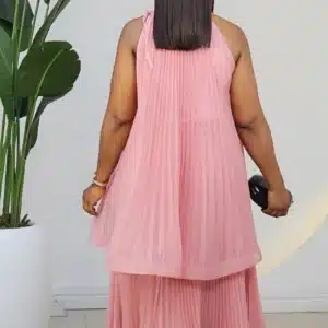 PLEATED DOUBLE LAYER HALTER NECK DRESS 858 - Image 8