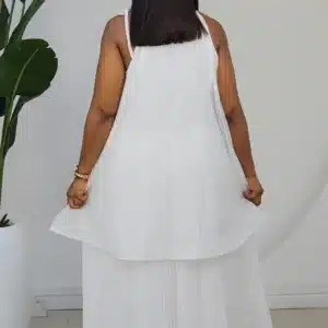 PLEATED DOUBLE LAYER HALTER NECK DRESS 858 - Image 7