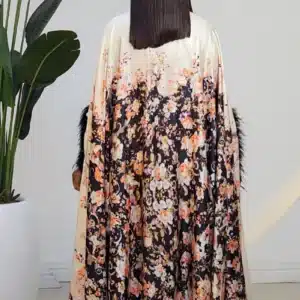 PONCHO FUR SLEEVE PRINT DRESS 23 - Image 7