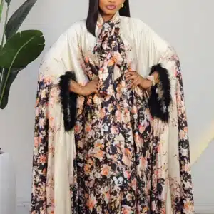 PONCHO FUR SLEEVE PRINT DRESS 23 - Image 3