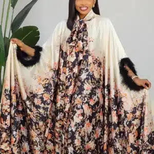 PONCHO FUR SLEEVE PRINT DRESS 23 - Image 5